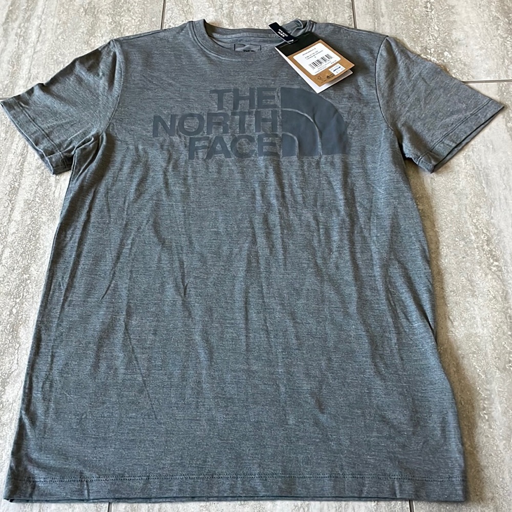 The North Face,Small,gray,round neck,short sleeves,tee shirt for men